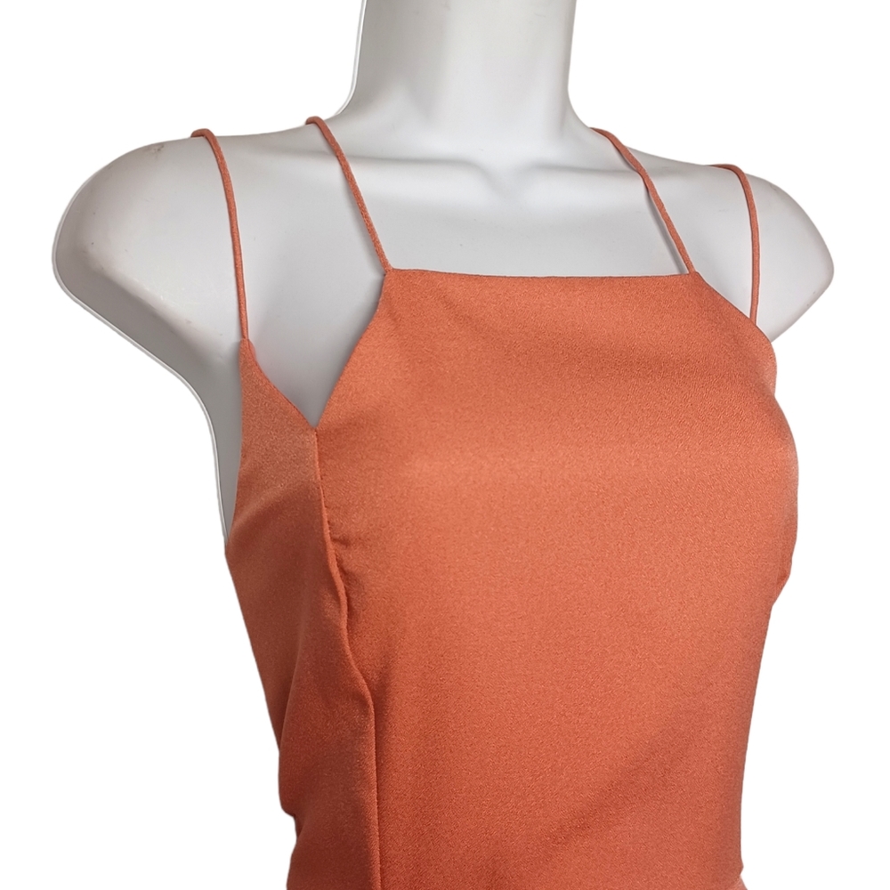UO SILENCE + NOISE Peach Orange Strappy A Line Fit Flare Sleeveless Dress Large - Picture 2 of 10